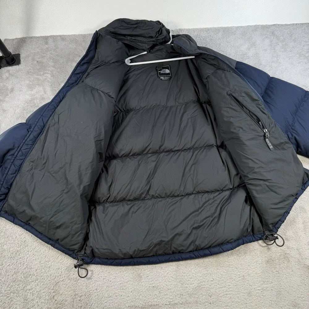 The North Face Jacket Mens Small Blue Down Puffer 700 Hooded Nuptse Nylon